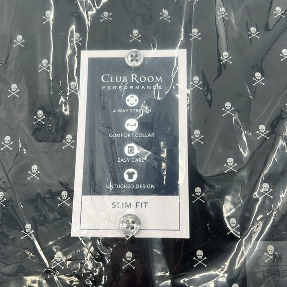 Club Room Performance Slim Fit Long Sleeve - Skulls - Medium - New with tags - Picture 2 of 4